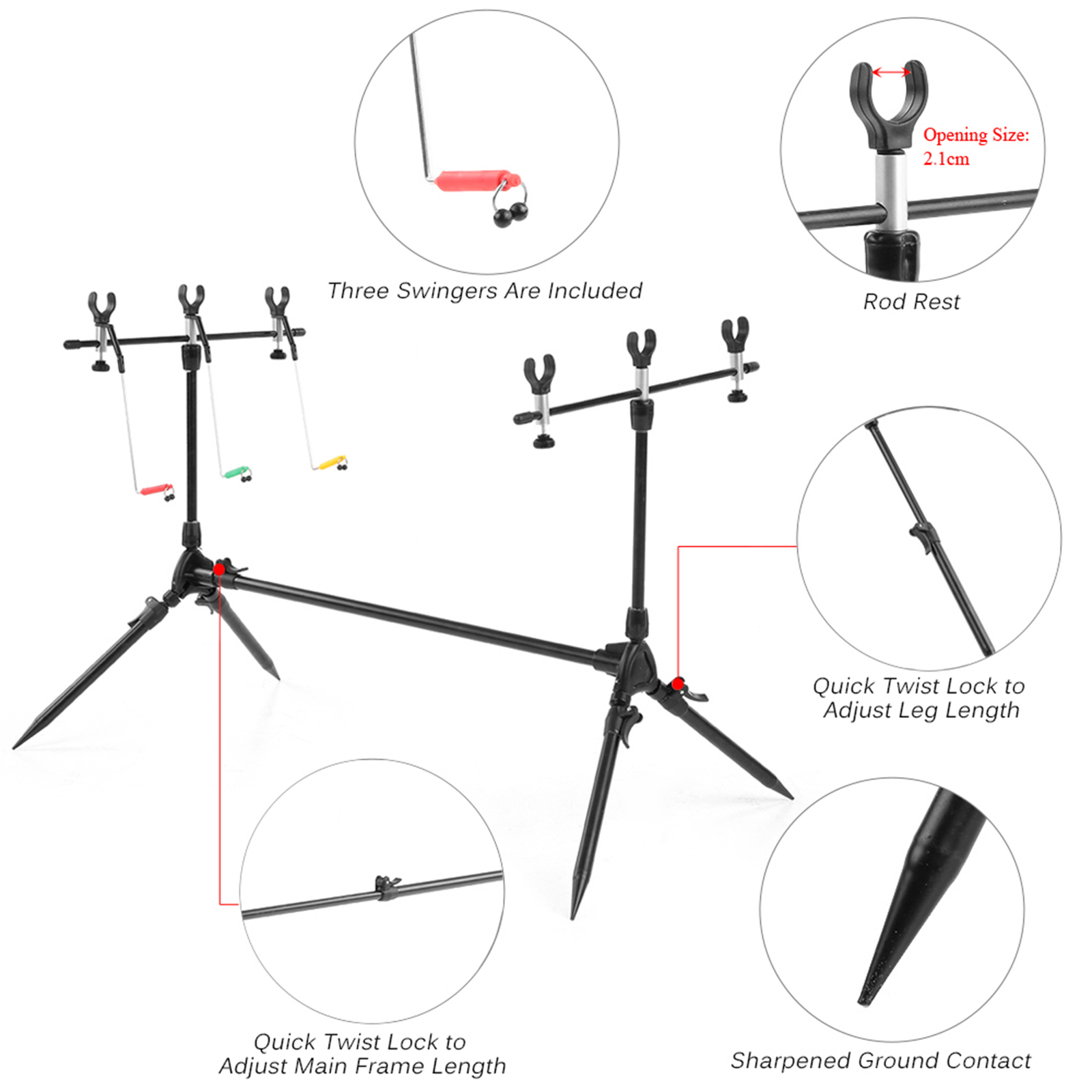 Lixada 3-in-1 Fishing Rod Pod  - đánh giá và giá Bite Indicator